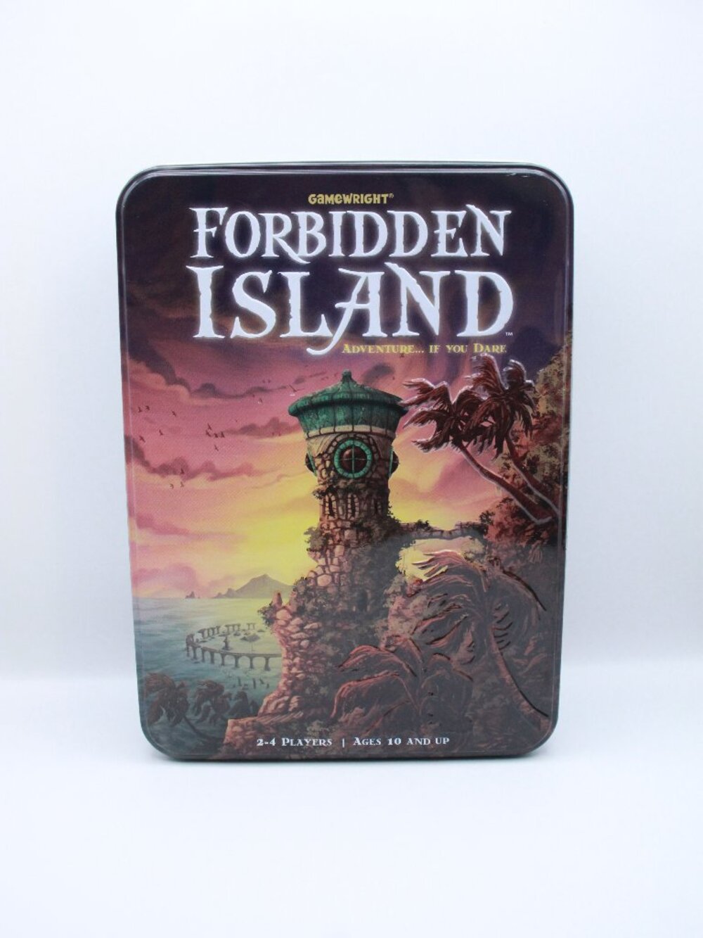 Gamewright Forbidden Island Board Game Metal Tin Complete Open Box